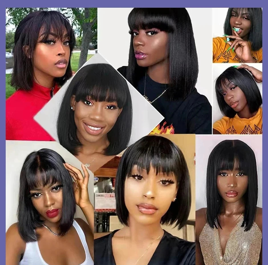 Human Hair Wig For Women Natural Color 100% Human Hair Wigs Short Bob Wig