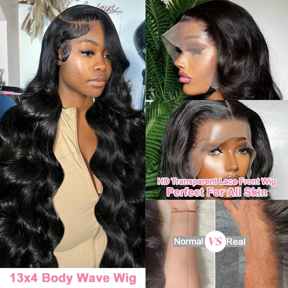 Transparent Lace Frontal Human Hair Wigs Glueless Water Wave Lace Front Wig
