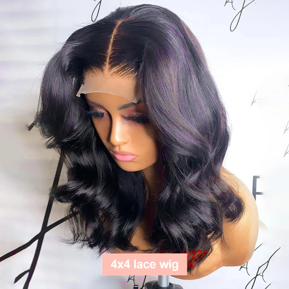 250% Density Body Wave Short Bob 13x4 13x6 Transparent Lace Front Human Hair Wigs 7x5 Glueless Wig