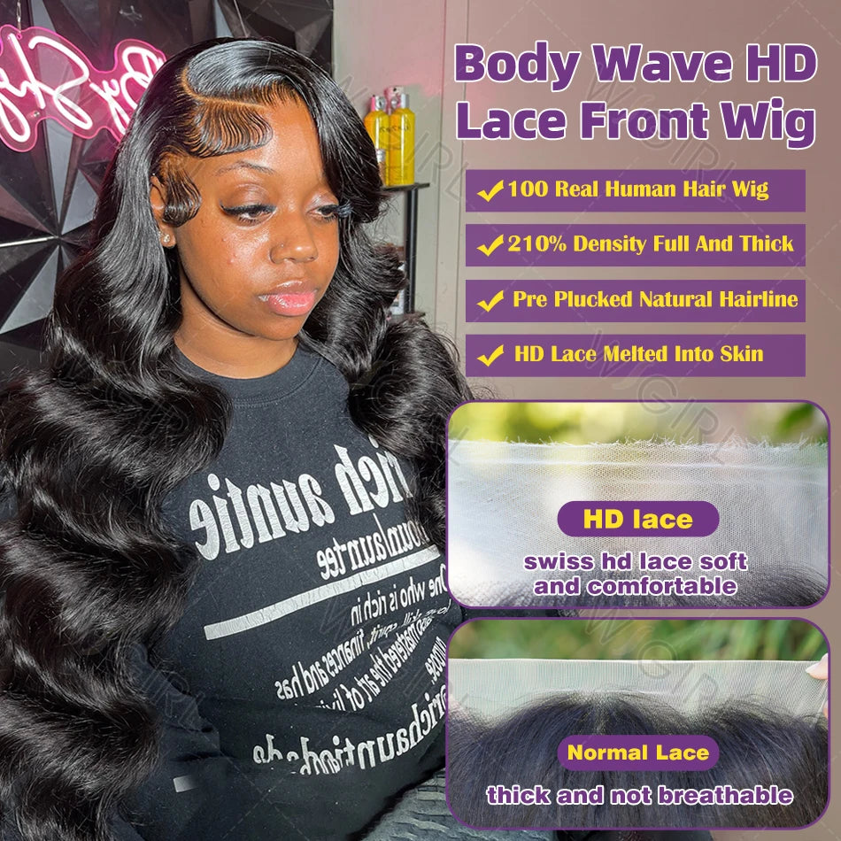 Wigirl 40 Inch Body Wave Human Hair Wigs Brazilian Body Wave Lace Front Wig 13x6 Water Wave Glueless Wigs Human Hair For Women