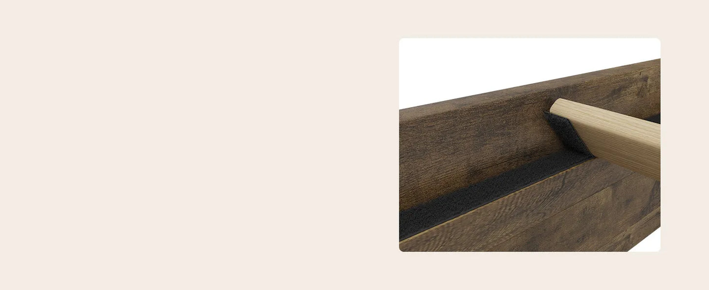 King Size Wood Bed Frame with Upholstered Headboard, Solid Wood Platform Bed with Linen Tufted, No Box Spring Needed