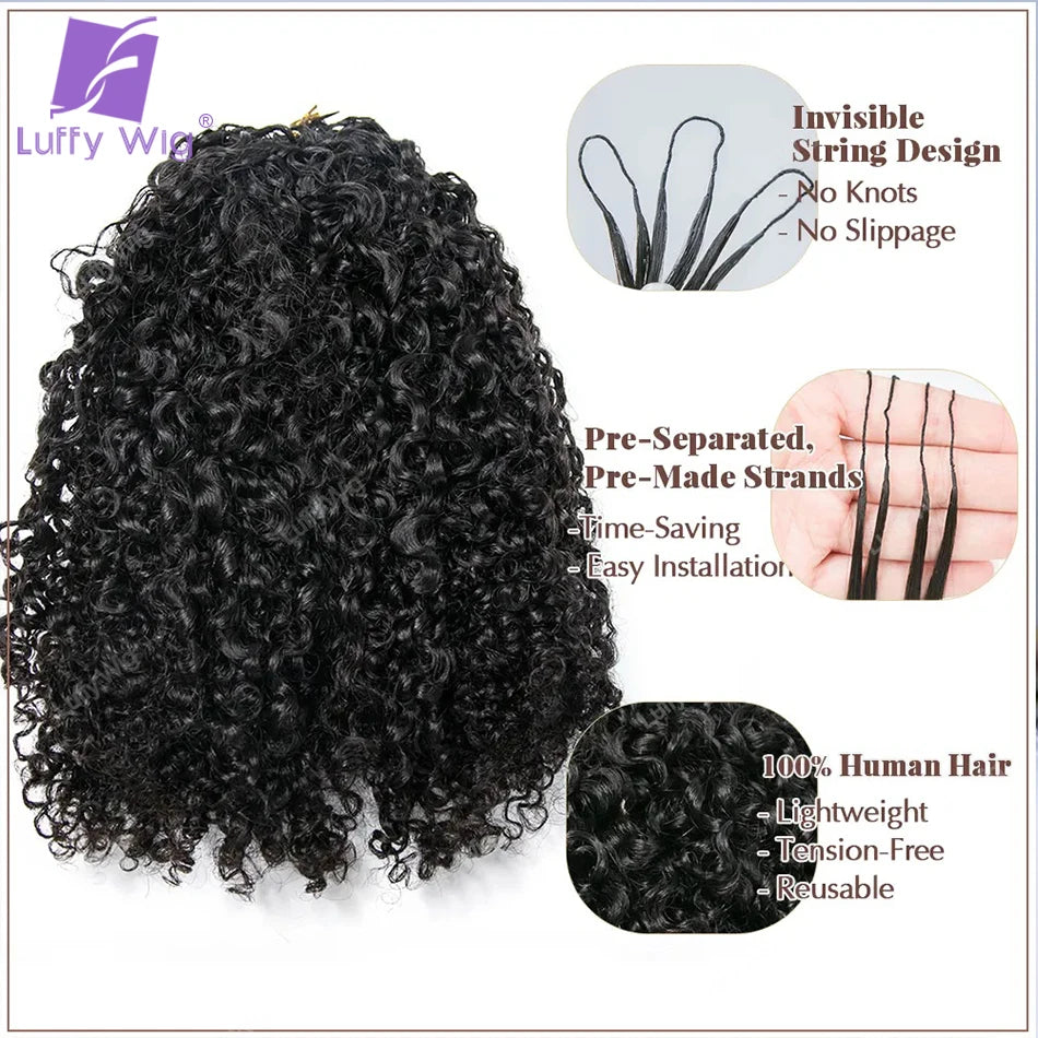 Afro Kinky Curly Human Hair Crochet Braids Extensions Real Mongolian Remy Human Hair Feather Bundles For Braiding 3C 4A Curly