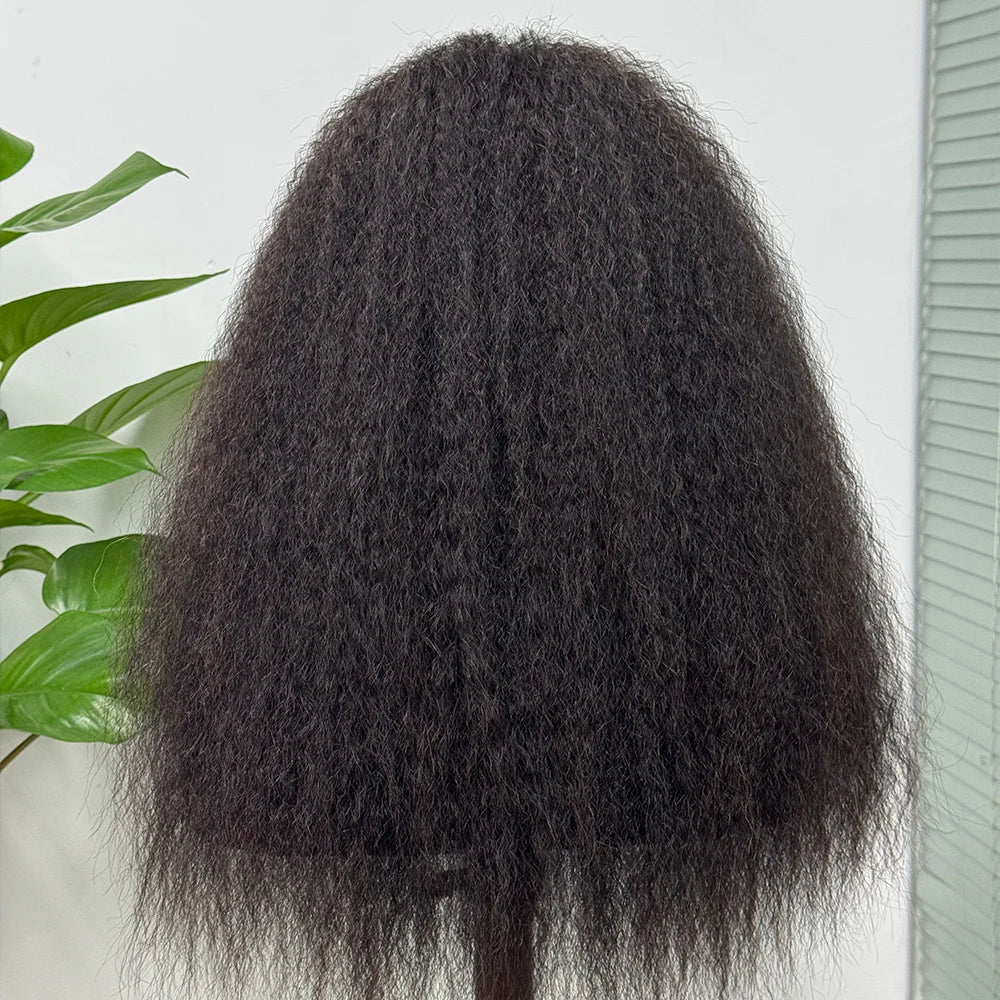 Half Wig Kinky Straight Human Hair Wig Machine Made Wig Human Hair Kinky Straight Human Hair Wig for Black Women