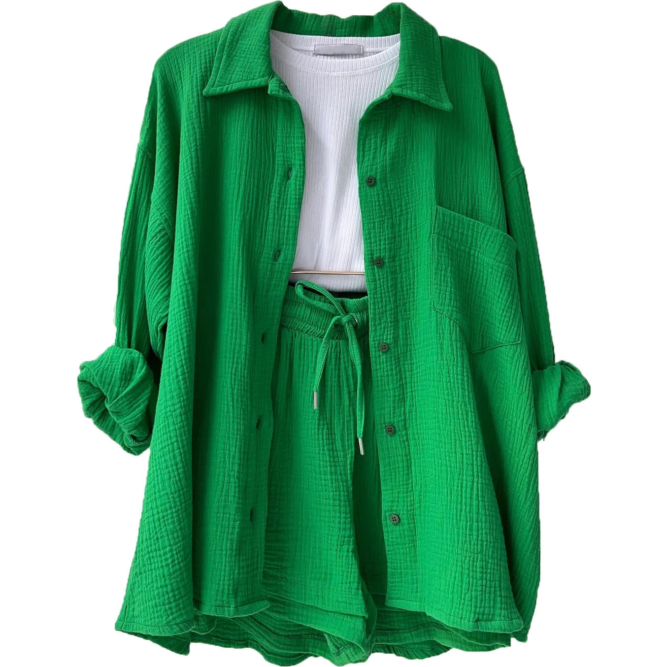 Casual Long Sleeve Button Loose Two Piece Set