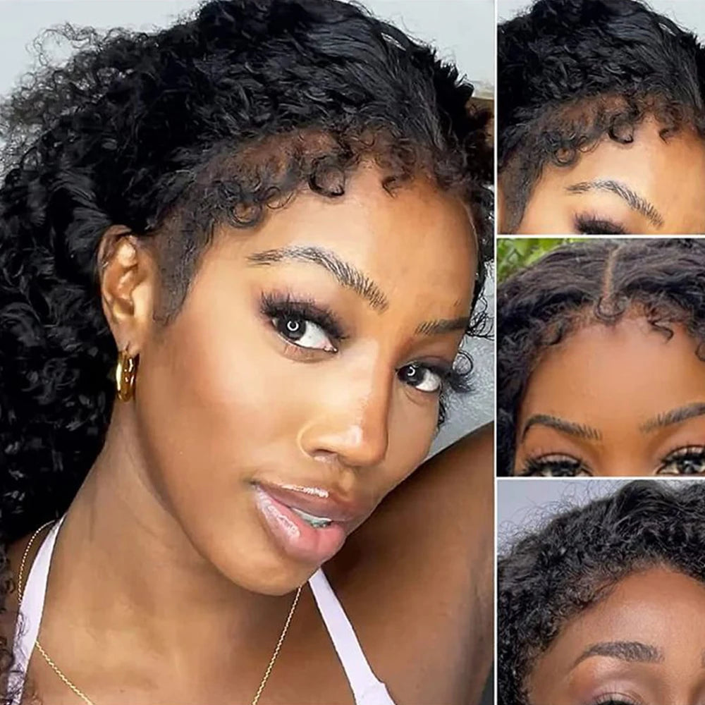Curly Wigs Bob Wigs Curly Lace Front Human Hair Wigs 100% Bob Hair Wig Human Hair Short Wig 4x4 Closure Human Hair Wig Kinky