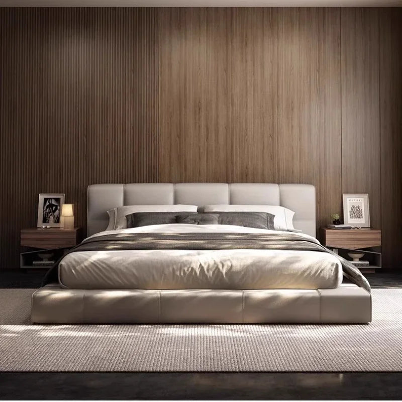 Simple Design Bed Tatami Safe Aesthetics Light Luxury Relax Bed Vintage Princess Crown Wedding Ltalian Wood Muebles Furniture
