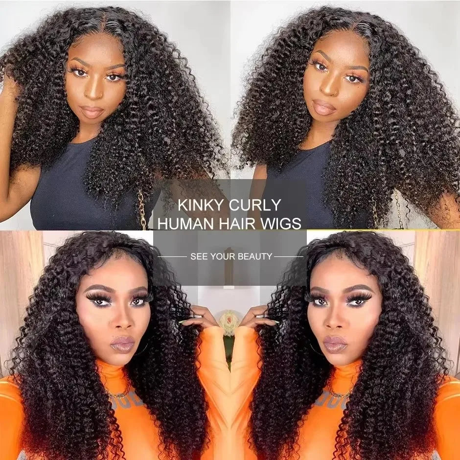 Human Hair Flip Over 3 IN 1 Afro Kinky Curly Glueless Wig