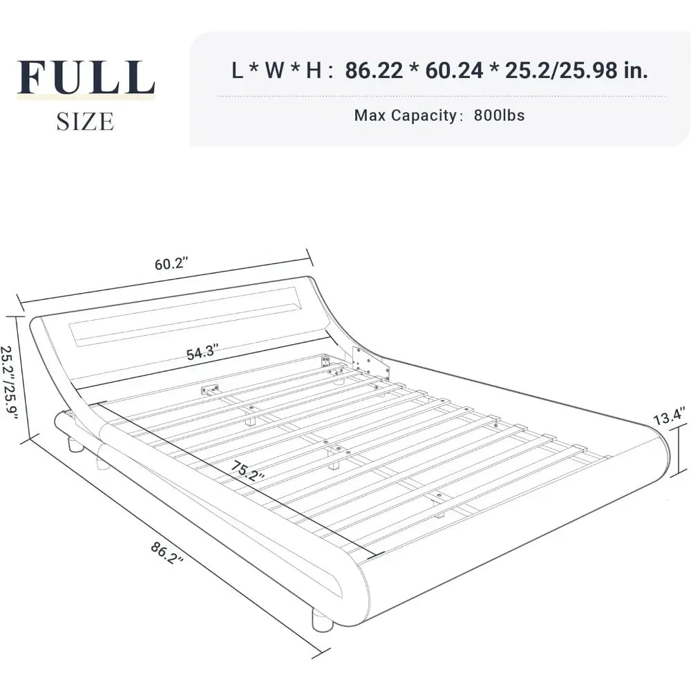 King Size LED Platform Bed Frame with Adjustable Headboard/No Box Spring Need/Easy Assembly/Faux Leather