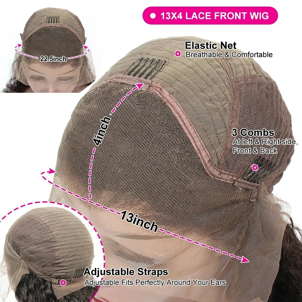 13x5 Lace Frontal Wig Brazilian 200 density 13x4 Lace Front Human Hair Straight 30 40 Inch Highlight Transparent For Black Women