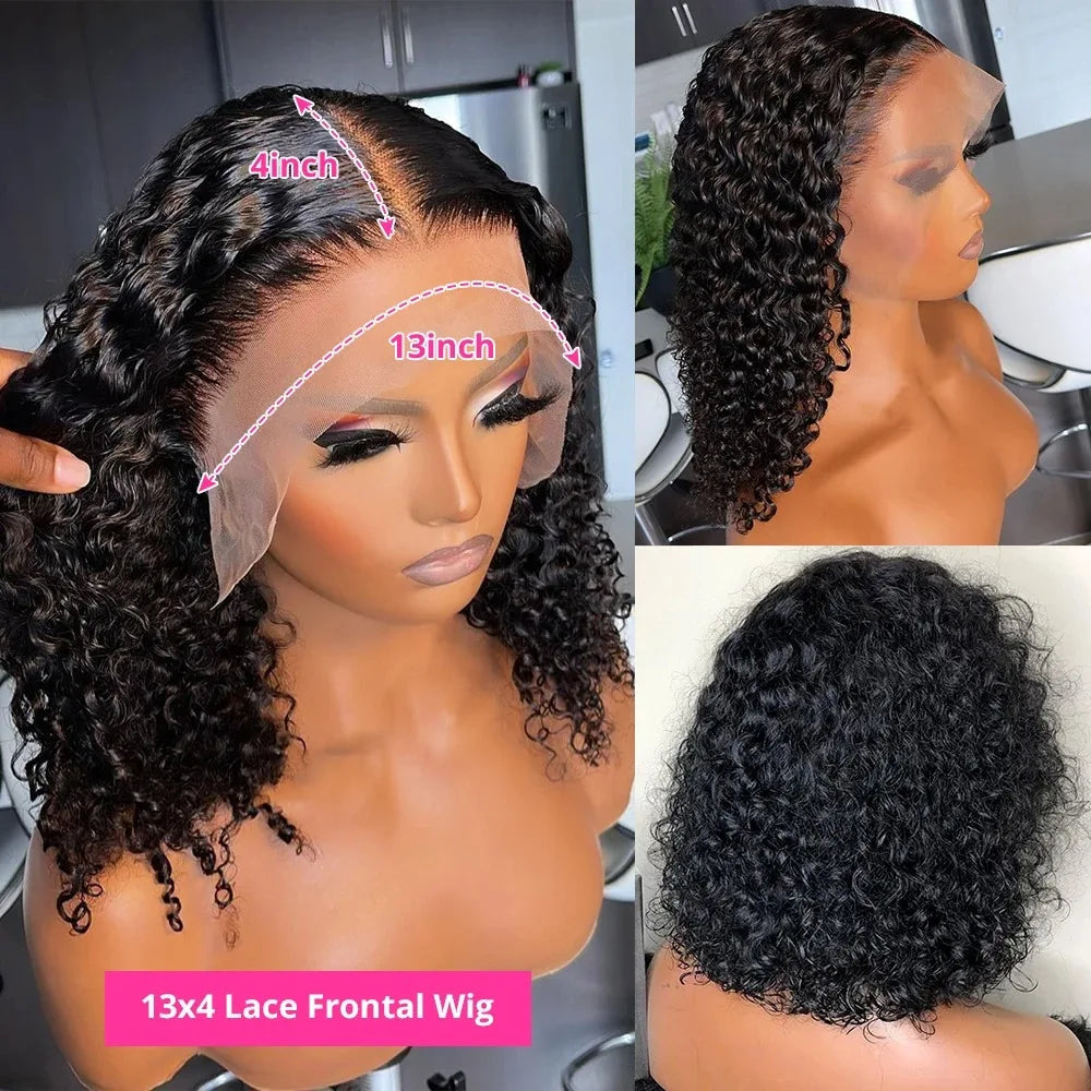 Short Curly Bob Wigs 13x6 HD Lace Front Human Hair For Women Deep Wave 13x4 Frontal Brazilian Remy 5x5 Closure Wig