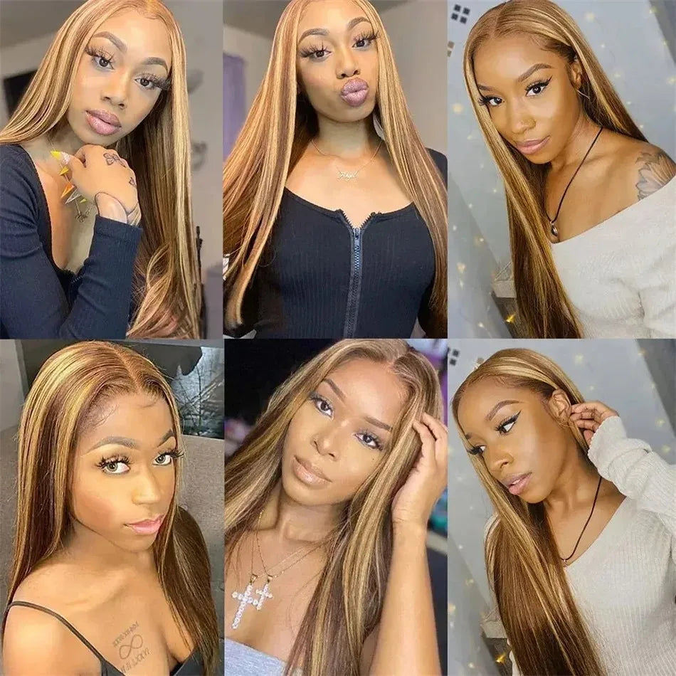 13x5 Lace Frontal Wig Brazilian 200 density 13x4 Lace Front Human Hair Straight 30 40 Inch Highlight Transparent For Black Women
