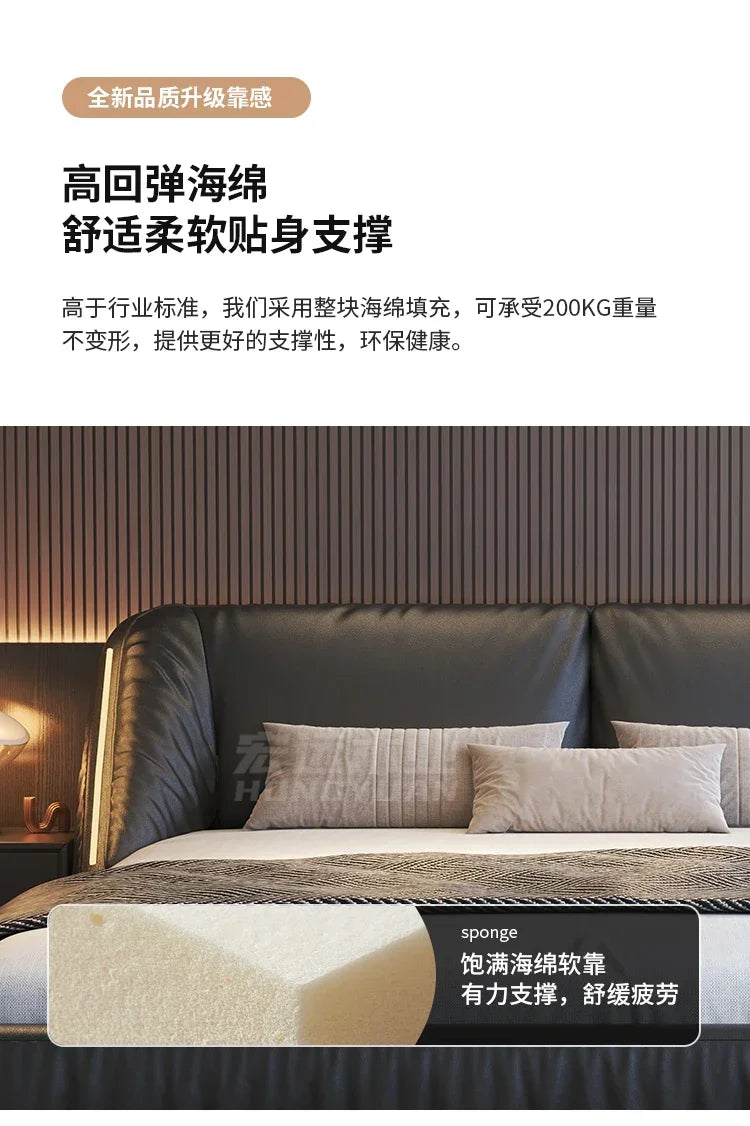Student Leather Luxury Double Bed Modern Loft King Storage Bedroom Double Bed Queen Disabled Letto Matrimoniale Home Furniture