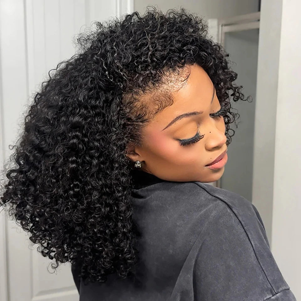 Human Hair Flip Over 3 IN 1 Afro Kinky Curly Glueless Wig