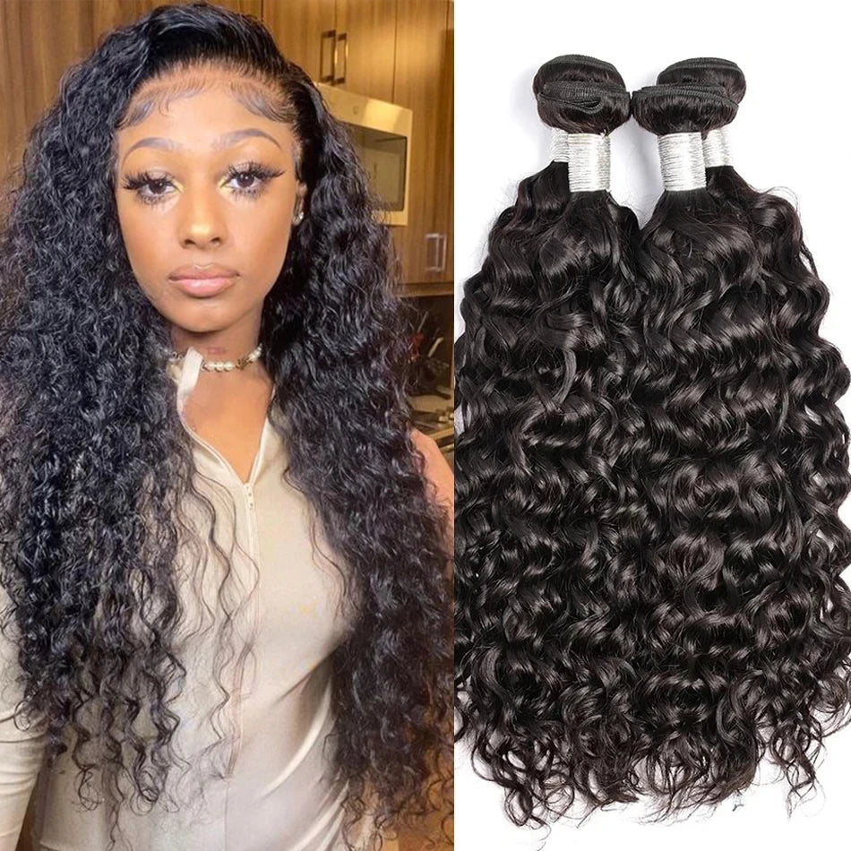 Water Wave Bundles Curly Human Hair Bundles Brazilian Weaving 26 28 30 32 Inch Natural Human Hair Remy Raw Virgin Hair 100 Human