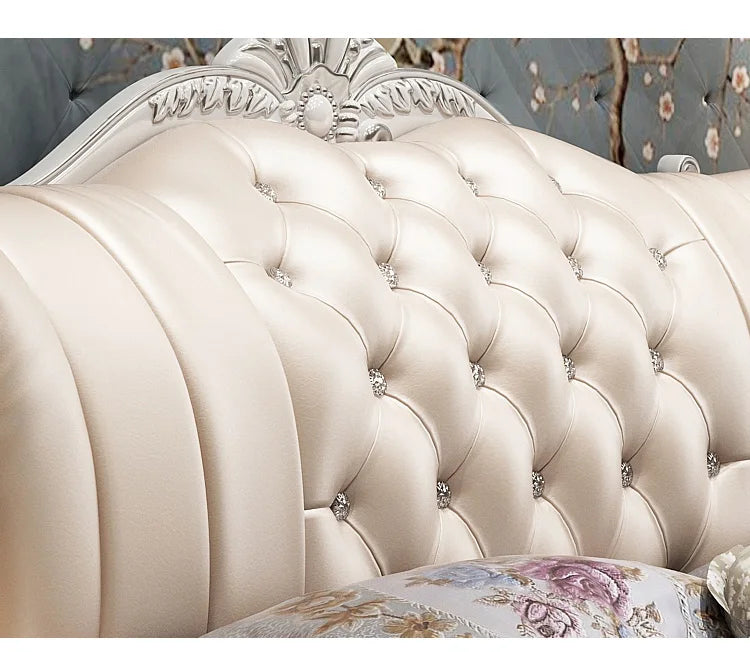 Wood Modern Bed Luxury Leather Classic Wedding Bed European Confortable Safe Camas De Matrimonio Dormitorio Bedroom Furniture