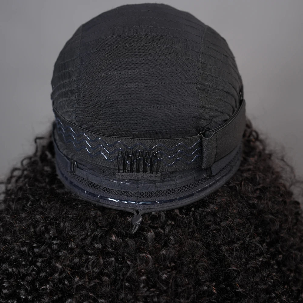 Human Hair Kinky Curly 3 In 1 Human Hair Wig Seamless Flip Over Half Wig