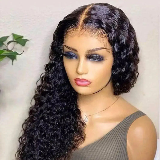 Curly Glueless Wigs Human Hair Ready to Wear Deep Wave Lace Front Wigs