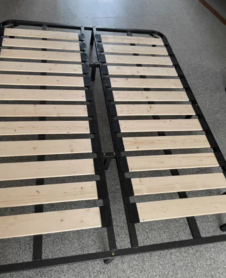 Indoor Simple Plank Platform Thick Tatami King Size Metal Double Bed Bases Frame Apartment Bedroom Furniture Black Bed Frame H