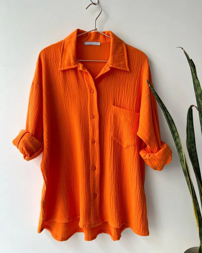 Casual Long Sleeve Button Loose Two Piece Set