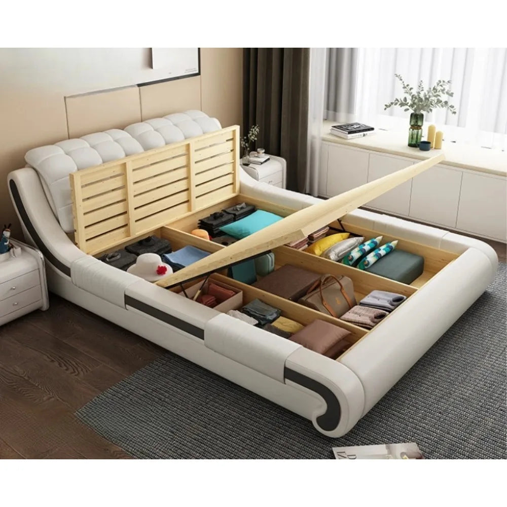 Luxury Upholstered Bed Bedroom Furniture New Modern King Size Soft Bed Frame Technology Cloth Home Apartment Hotel Wholesale