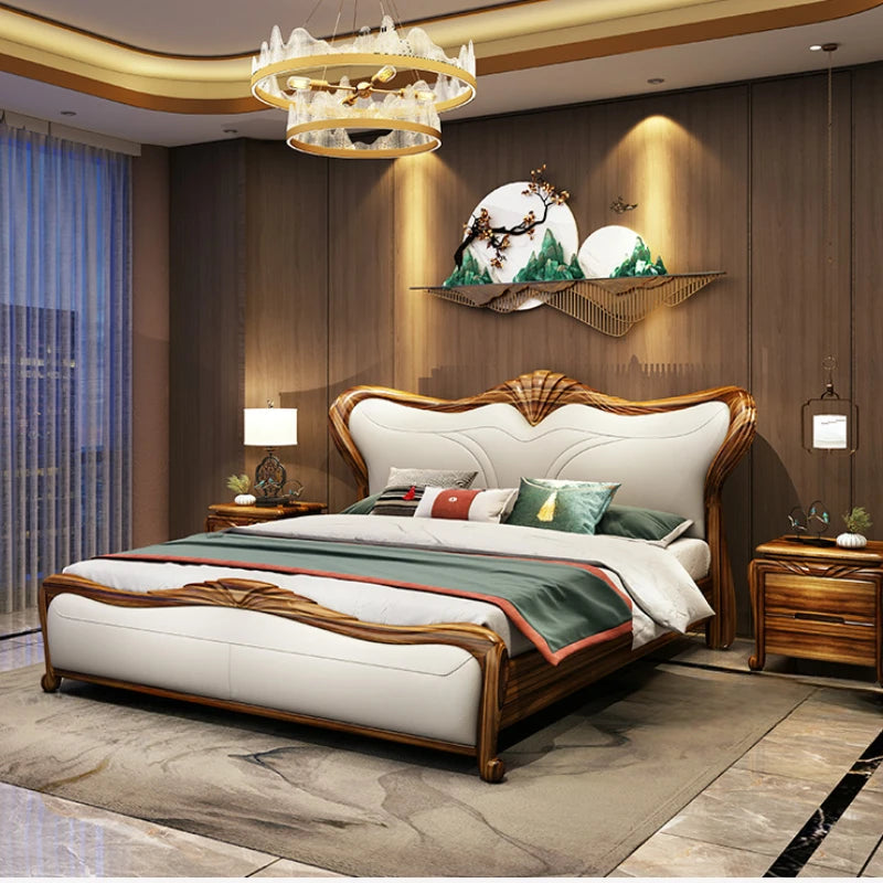 Royal Luxury Double Bed Frame Nordic Modern Whitr Designer King Size Bed Frame Girl Sleeping Cama Matrimonio Bedroom Furniture