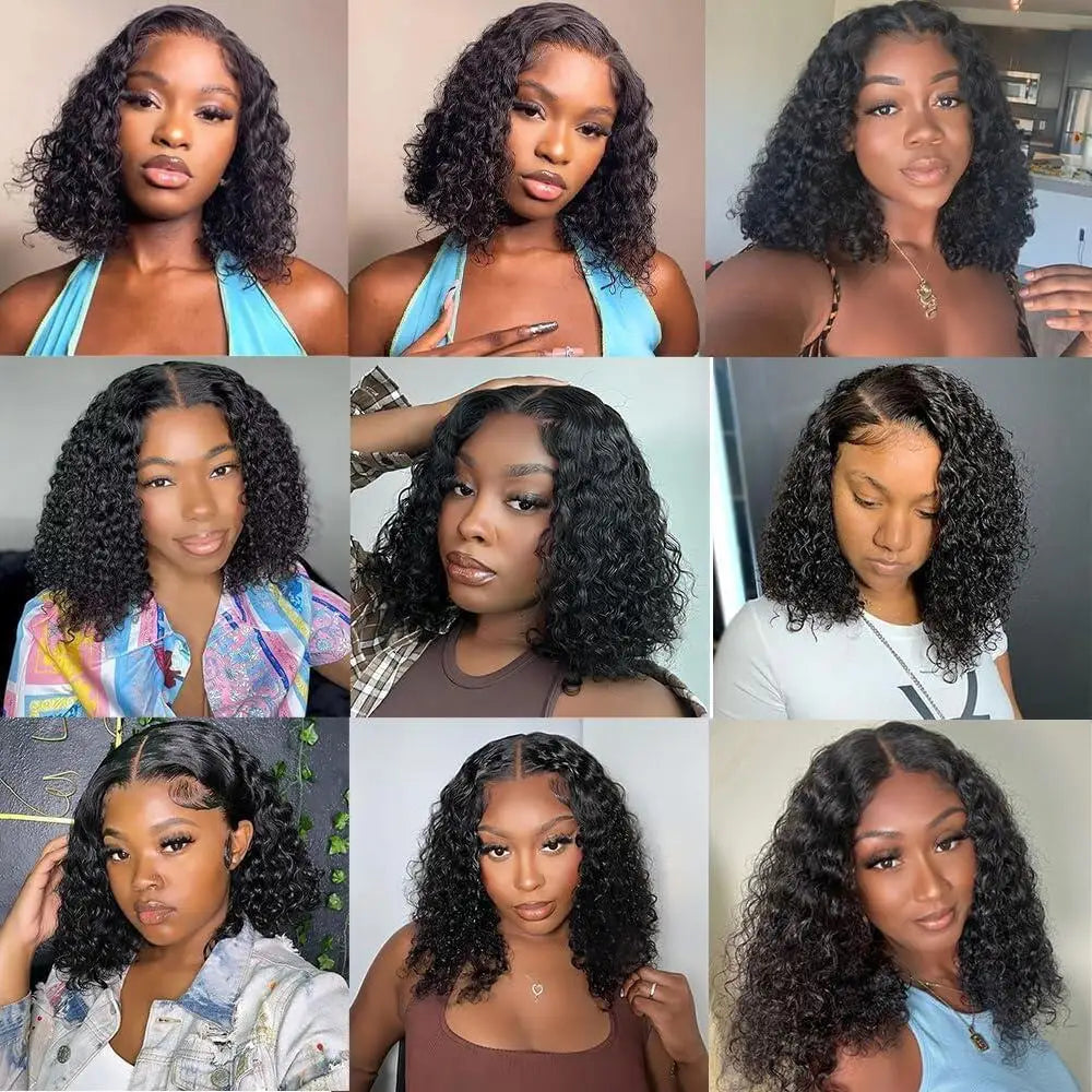 Kinky Curly Bob Wigs Human Hair Glueless 4X4 Lace Wig Malaysia Hair Short Curly Bob Wigs