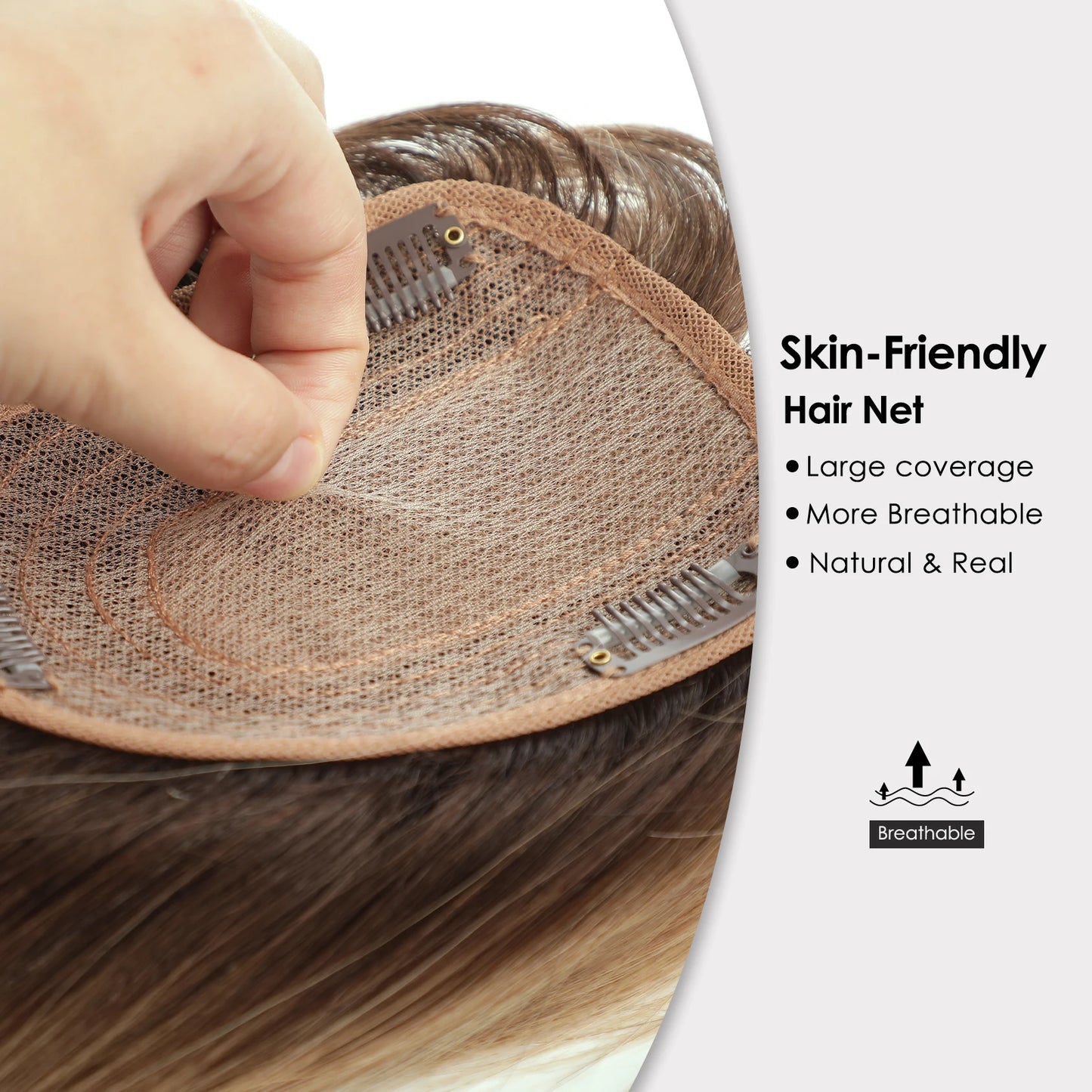 Ombre Blonde 100% Remy Human Hair Toppers with Bangs Silk Base Clip in Topper Top Hair in Hair Extension for Women 10/12/14inch