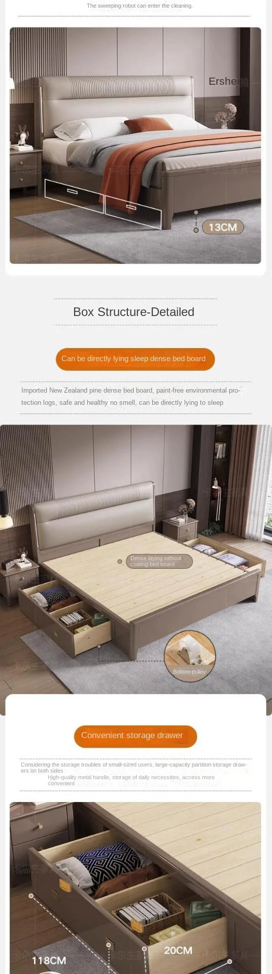 European Elegant Tall Bed Double Queen Pretty Bedroom King Frame Bed Luxury Lit Pliable Modern Camas De Dormitorio Furniture
