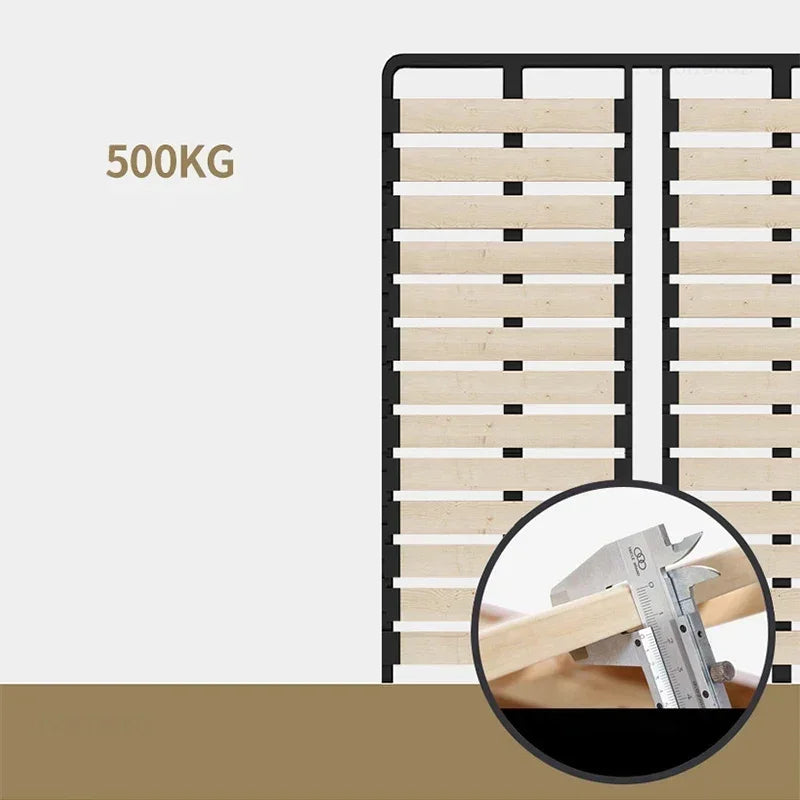 Indoor Simple Plank Platform Thick Tatami King Size Metal Double Bed Bases Frame Apartment Bedroom Furniture Black Bed Frame H