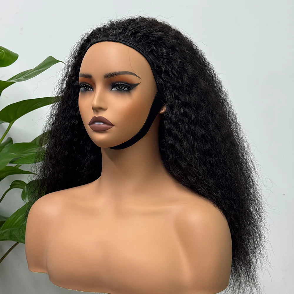 Half Wig Kinky Straight Human Hair Wig Machine Made Wig Human Hair Kinky Straight Human Hair Wig for Black Women