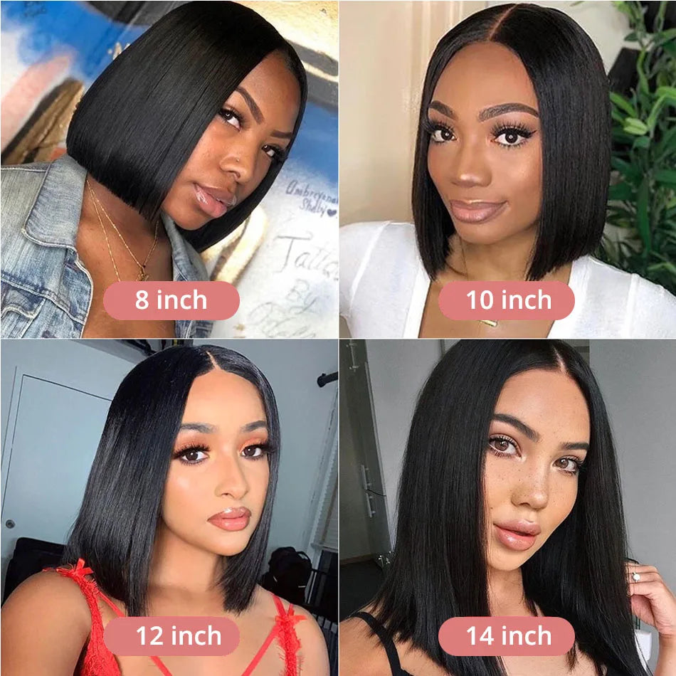 13x4 Glueless Lace Front Wig Human Hair Straight 13x6 HD Transparent Lace Frontal Wigs Short Bob Wig