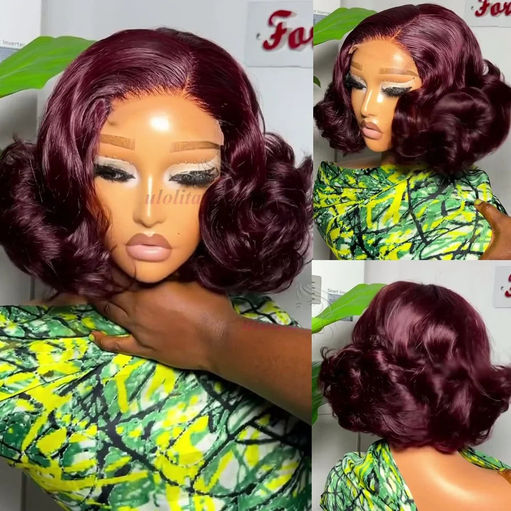 Loose Body Wave Chocolate Brown 4x4 HD Lace Frontal Bob Wigs Human Hair PrePlucked Brazilian #4 Colored Human Hair Wigs 300%