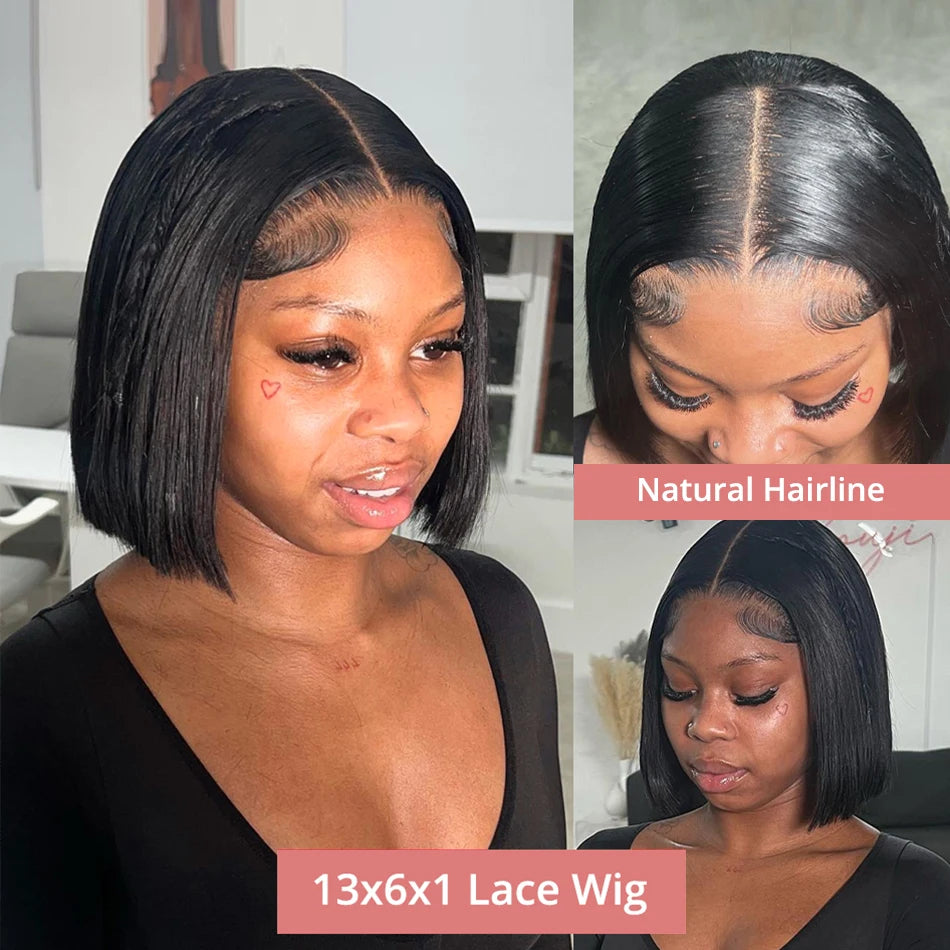 13x4 Glueless Lace Front Wig Human Hair Straight 13x6 HD Transparent Lace Frontal Wigs Short Bob Wig