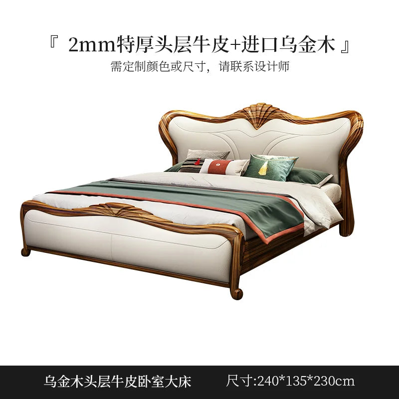Royal Luxury Double Bed Frame Nordic Modern Whitr Designer King Size Bed Frame Girl Sleeping Cama Matrimonio Bedroom Furniture