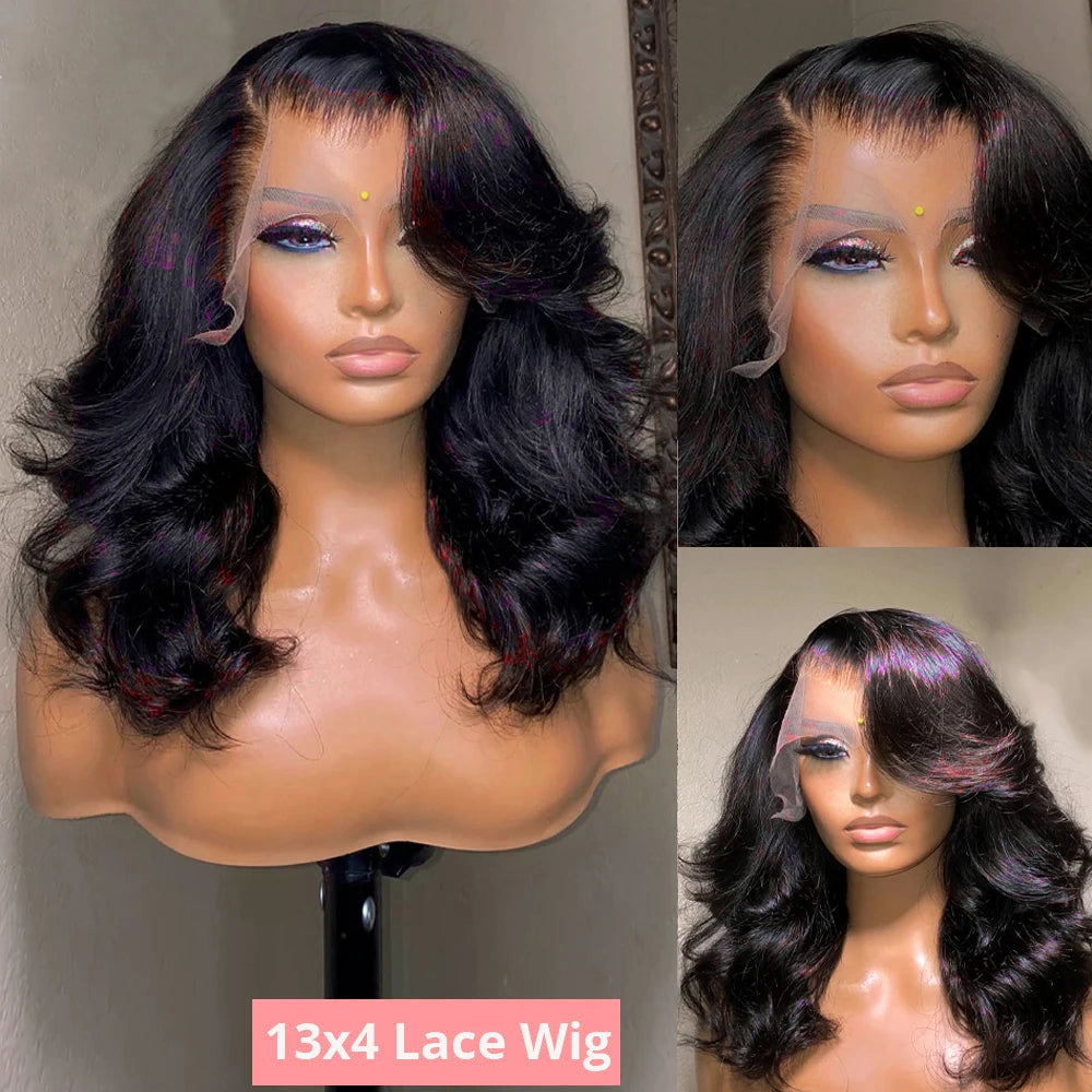 250% Density Body Wave Short Bob 13x4 13x6 Transparent Lace Front Human Hair Wigs 7x5 Glueless Wig