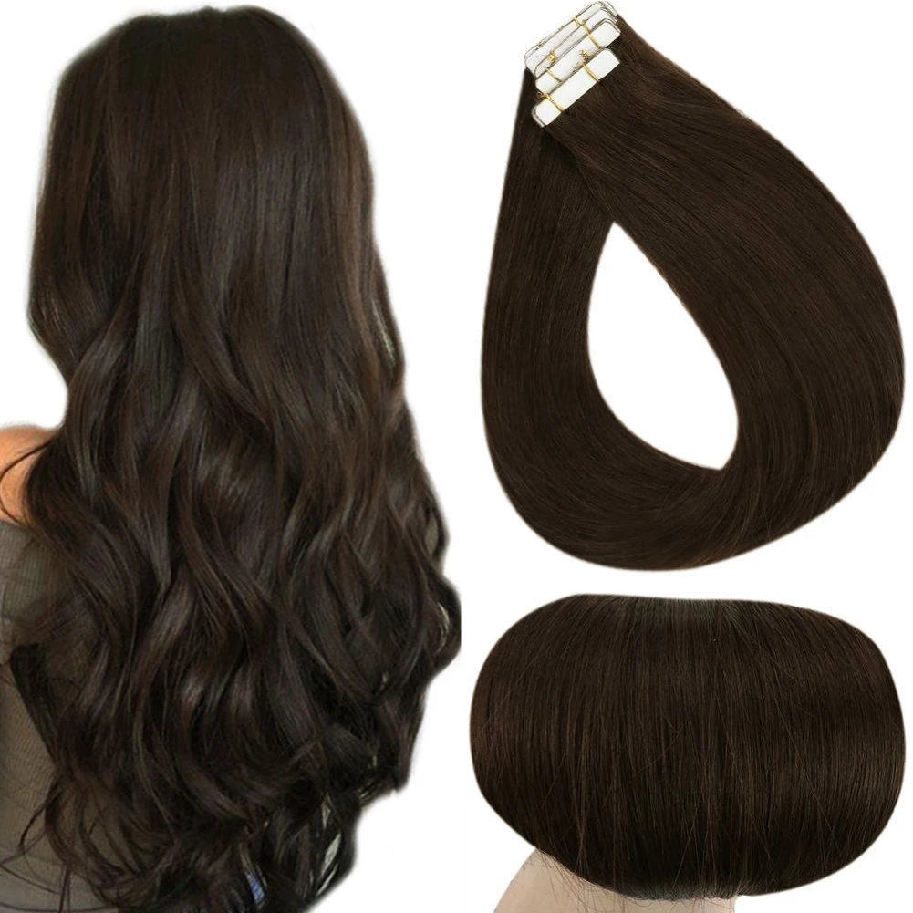 Full Shine Virgin Hand Tied Tape In Adhesives Human Hair Extensions PU Skin Weft Blonde Color Invisible Seamless Injection