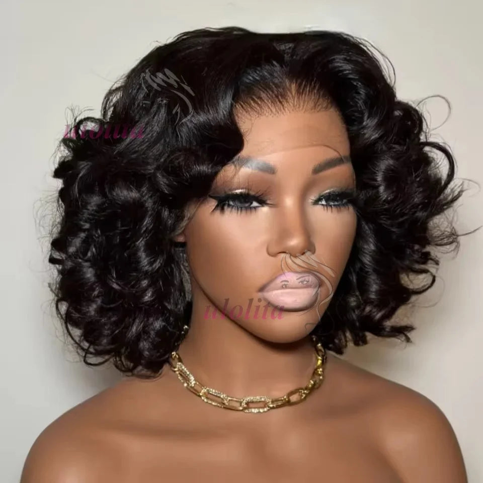 Loose Body Wave Chocolate Brown 4x4 HD Lace Frontal Bob Wigs Human Hair PrePlucked Brazilian #4 Colored Human Hair Wigs 300%