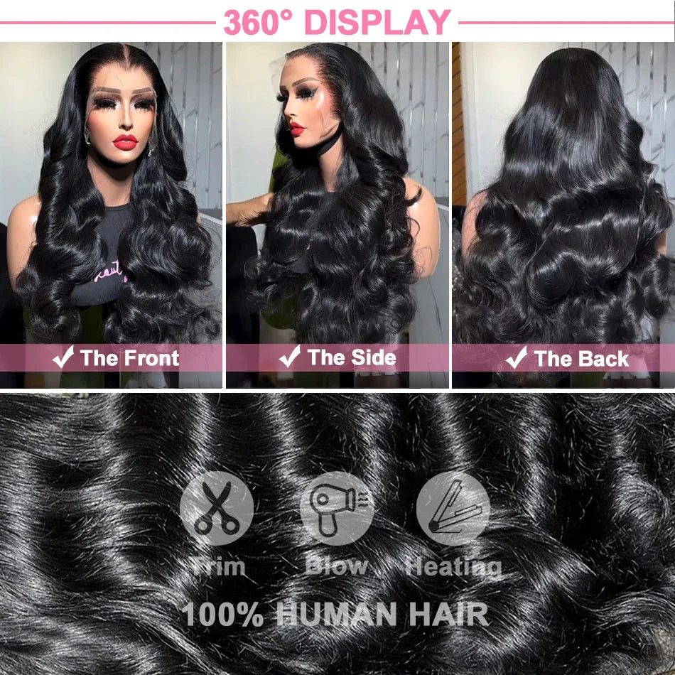 Transparent Lace Frontal Human Hair Wigs Glueless Water Wave Lace Front Wig