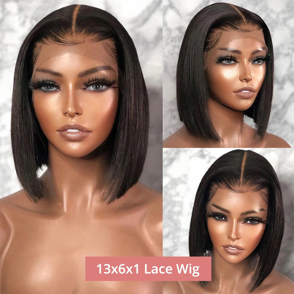 13x4 Glueless Lace Front Wig Human Hair Straight 13x6 HD Transparent Lace Frontal Wigs Short Bob Wig