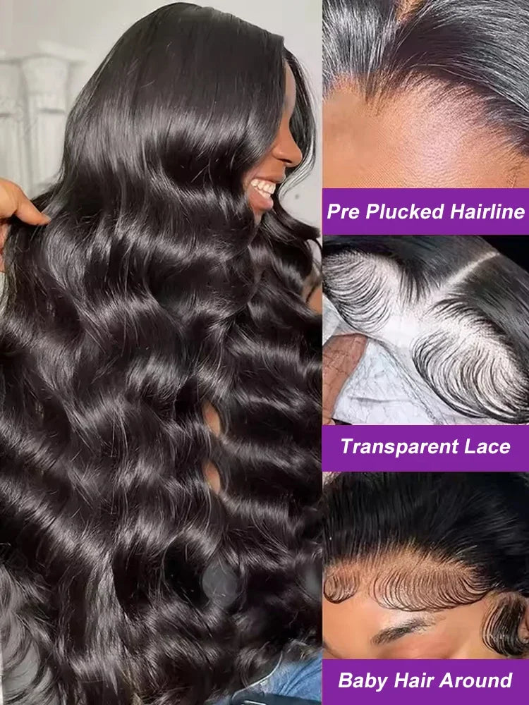 Transparent Lace Frontal Human Hair Wigs Glueless Water Wave Lace Front Wig
