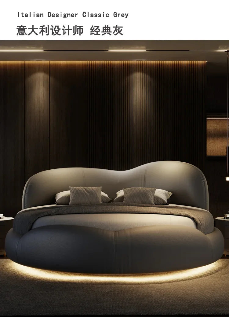 Princess Luxury Pretty Double Bed King Size Modern Italian Round Bed Loft Villa Camas De Dormitorio Bedroom Set Furniture