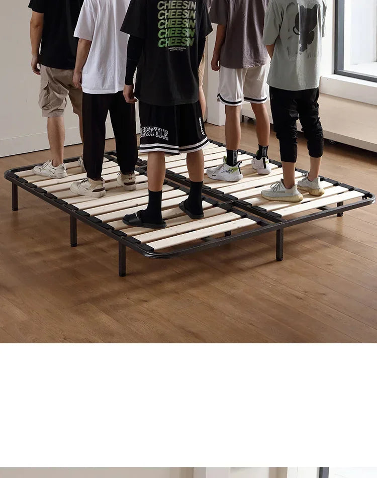 Indoor Simple Plank Platform Thick Tatami King Size Metal Double Bed Bases Frame Apartment Bedroom Furniture Black Bed Frame H
