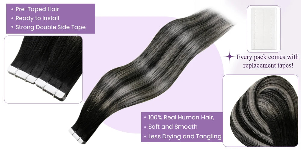 Remy Tape in Hair Extensions For Women Real Brazilian Hair 12-24inch Straight Natural 20pcs Skin Weft Tape in Human Hair