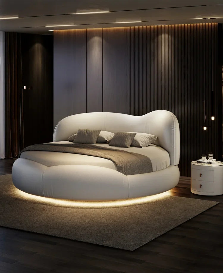 Princess Luxury Pretty Double Bed King Size Modern Italian Round Bed Loft Villa Camas De Dormitorio Bedroom Set Furniture