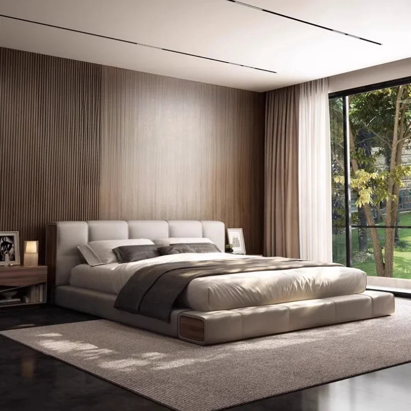 Simple Design Bed Tatami Safe Aesthetics Light Luxury Relax Bed Vintage Princess Crown Wedding Ltalian Wood Muebles Furniture
