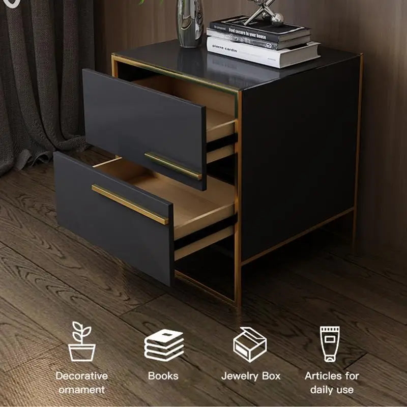 Light Luxury  Bed Frame Dark Gray Complete Furniture Bedrooms Set Beside Tables Cama King Size 2 People For Apartment Villa Home