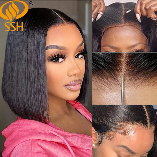 SSH Wear Go Glueless Short Bob Wig 13x4 Lace Front Wig Glueless Human Hair 4x4 Straight Lace Closure Human Hair Wigs For Women