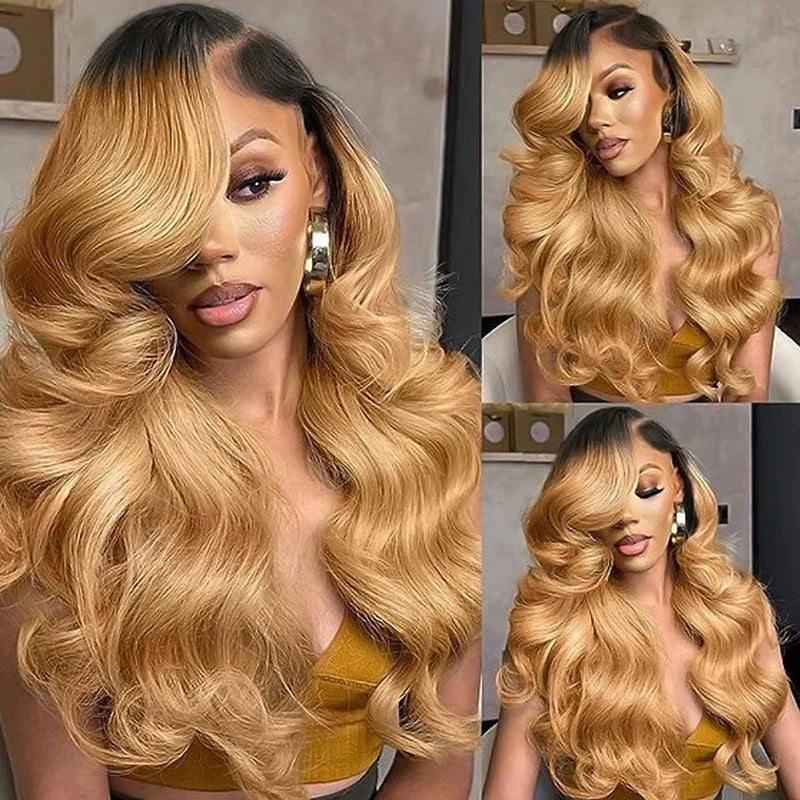 Ombre Color Body Wave Human Hair Bundles with closure Brazilian  human hair 1b/4/27 Hair Weave Bundles human Hair Extension