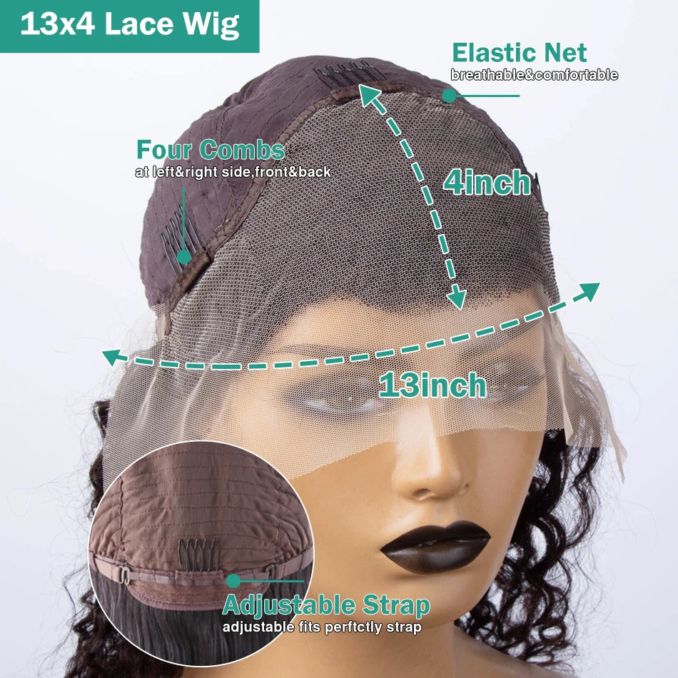 Short Curly Bob Wigs 13x6 HD Lace Front Human Hair For Women Deep Wave 13x4 Frontal Brazilian Remy 5x5 Closure Wig