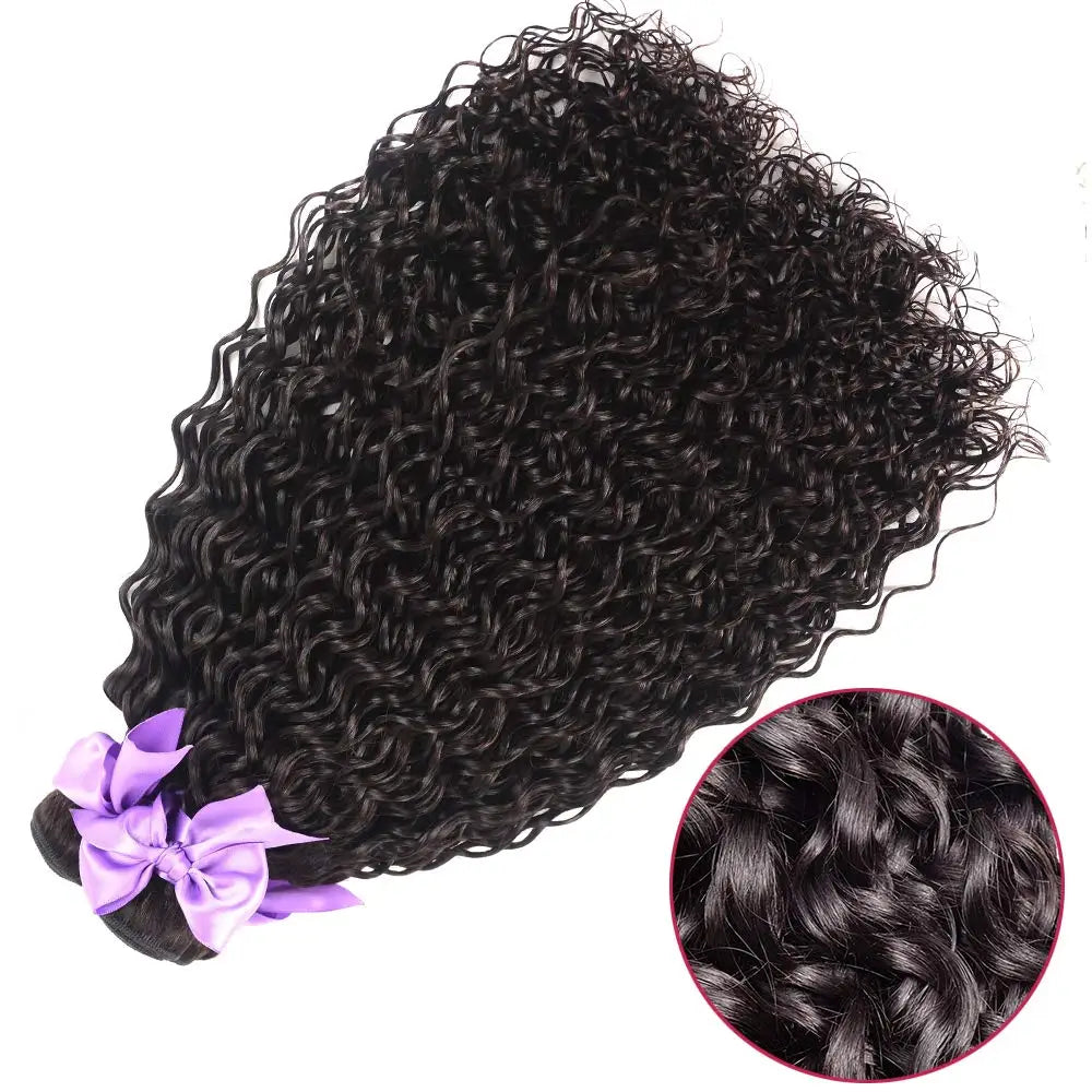 12A Water Wave Bundles With Frontal Wet and Wavy Virgin Curly Loose Deep Wave 100% Human Hair Bundles With Closure Peruvian Hair